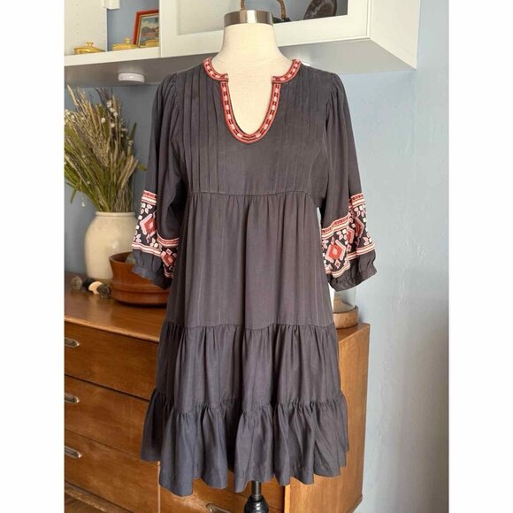 Marine Layer Olema Long Sleeve Mini Dress Embroidered Boho Prairie - Picture 2 of 10